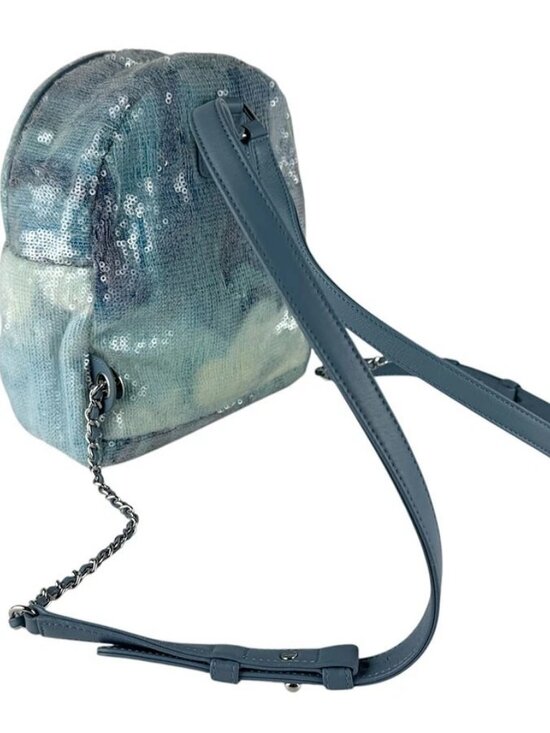 CHANEL Backpack Blue/Silver Sequin/Leather/Metal - main image 8